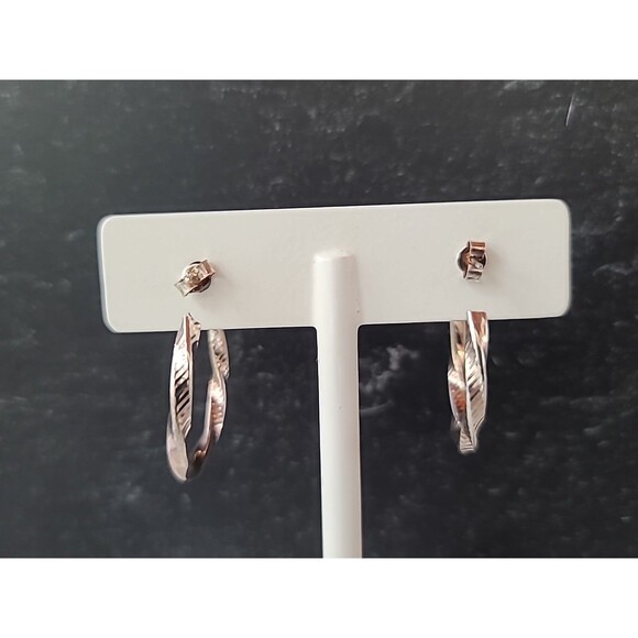 Milor Italian 925 Sterling Silver Twisted Hoop Earrings Vintage - Picture 6 of 10